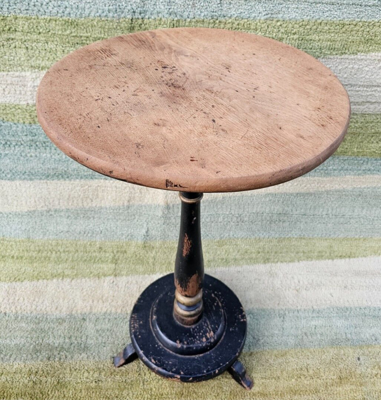 Antique Victorian Wine Pedestal Table, English Side Occasional Lamp Plant Stand gallery