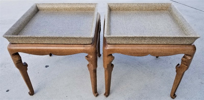 Asian Side End Tables Lacquered Grasscloth by MARGE CARSON gallery