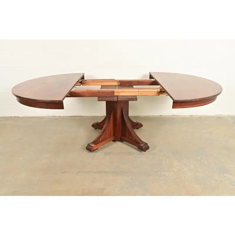 Stickley Brothers Mission Oak Arts & Crafts Extension Dining Table, Circa 1910 gallery