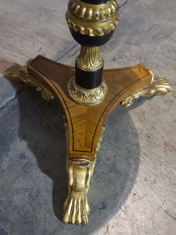 Baker Furniture Stately Homes Regency Ebonized and Giltwood Pedestal Side Table gallery