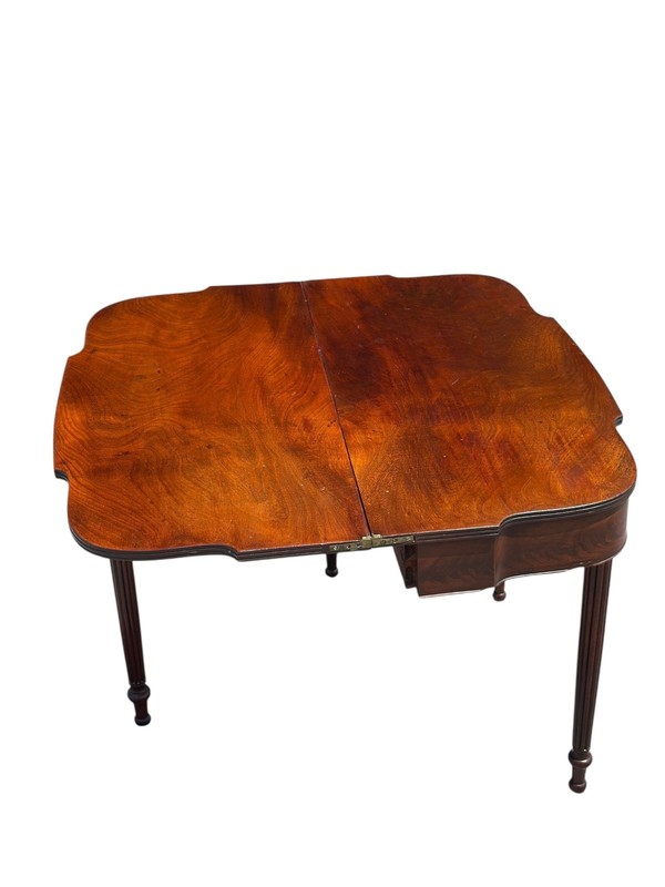 antique federal card game console table bow front flame mahogany PA gallery