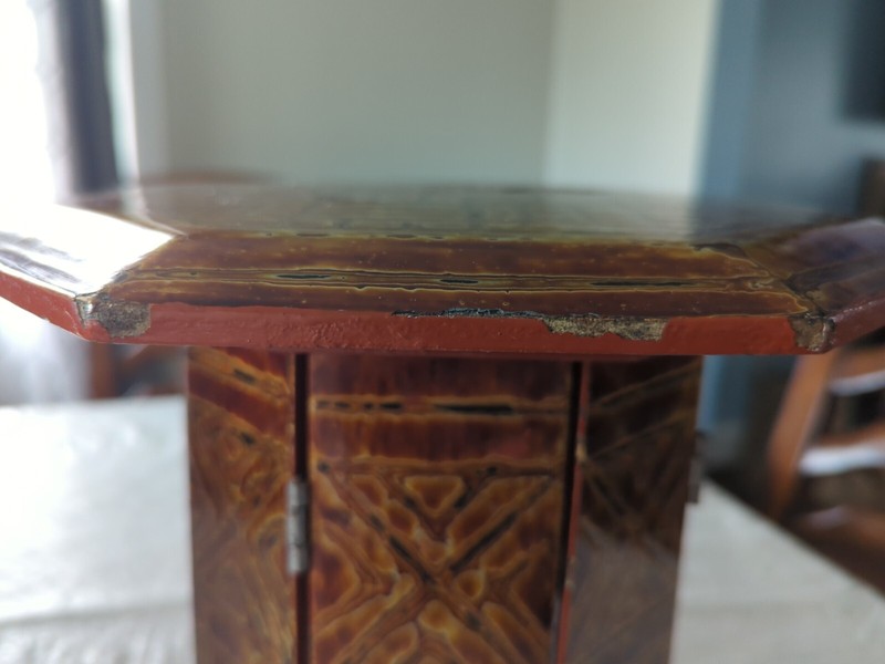 Vintage Handmade Mandalay, Myanmar, Folding Side Table, 12" gallery
