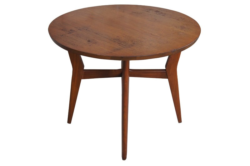 Mersman Mid Century Modern Scandinavian Style Walnut Round Side End Table 28" gallery