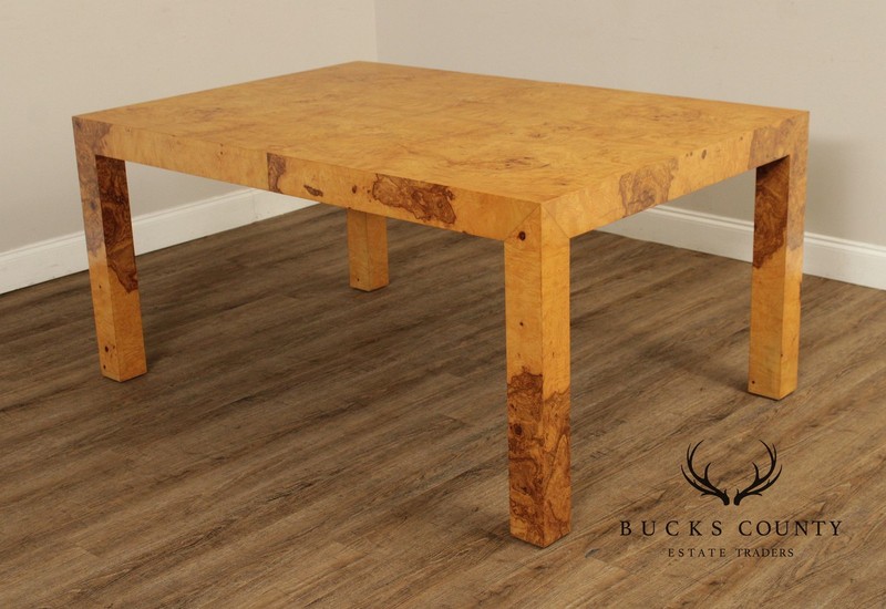 Mid-Century Modern Burlwood Parsons Extension Dining Table With 2 Leaves gallery