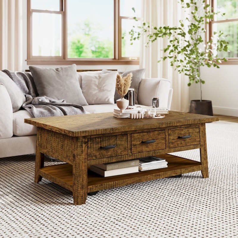 Rustic Farmhouse Solid Wood 50" Coffee Table gallery