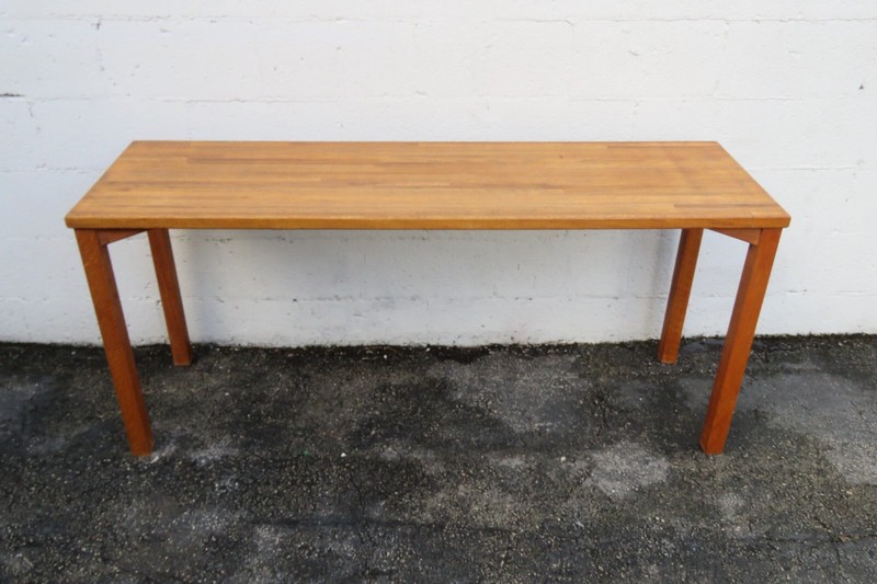 Mid Century Oak Long Narrow Library TV Console Table 5710 gallery