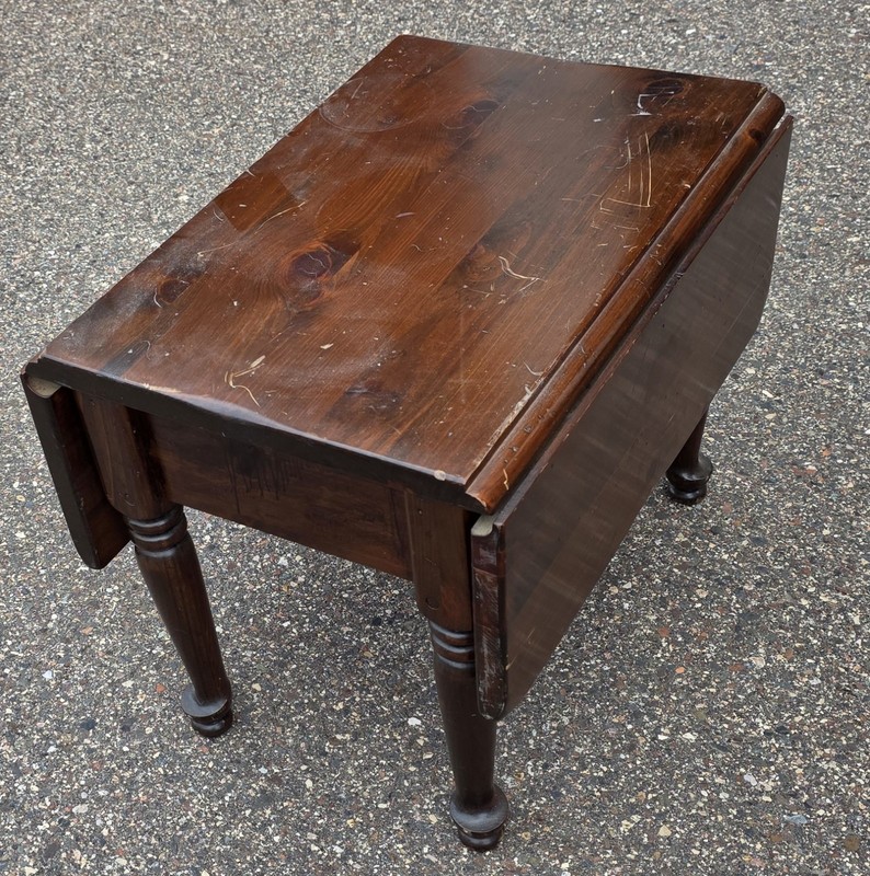 Vintage Kling Colonial Drop Leaf Side End Table w Drawer Solid Wood gallery