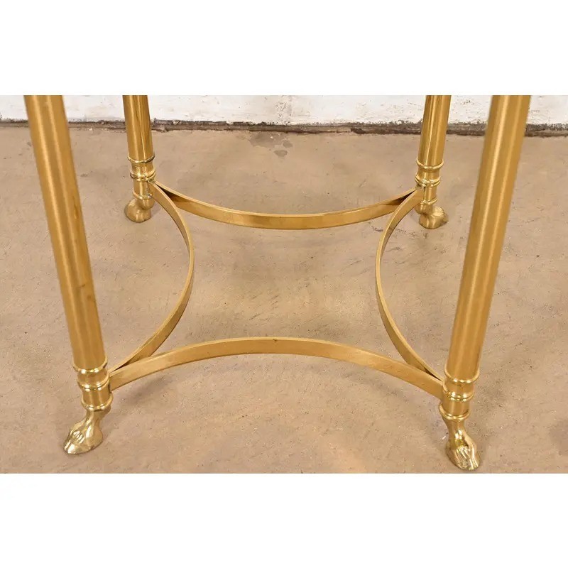 Labarge Hollywood Regency Brass Side Table With Hooved Feet, Circa 1960s gallery