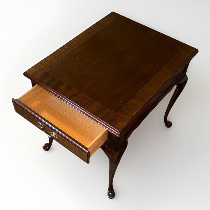 Vintage Councill Craftsmen Inlaid & Banded Mahogany Side Table with Drawer gallery