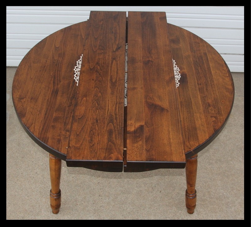 Vintage 44" Round Maple Dining Table w 2 Leaves-62" Wabash Slides 2" THICK TOP! gallery