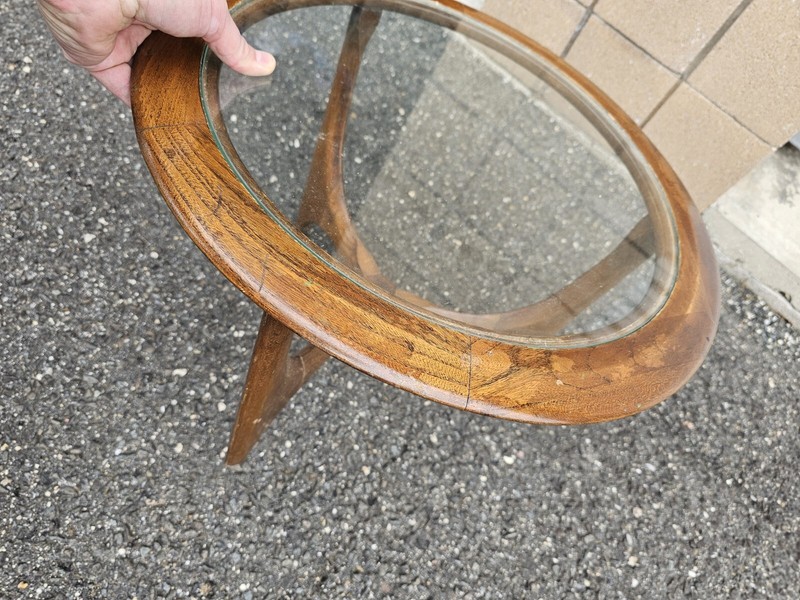 Adrian Pearsall Lane Mid Century Walnut Glass Sculptural Round Side End Table gallery