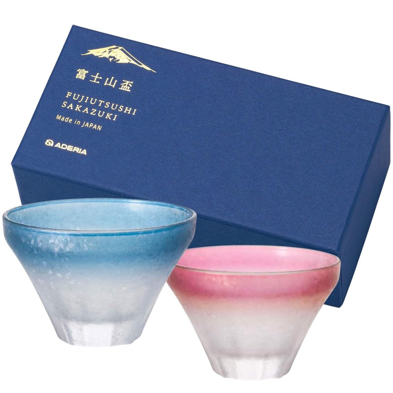 Japanese Sake Cups Blue and Pink 85ml Pair Set Ochoko small sake cup