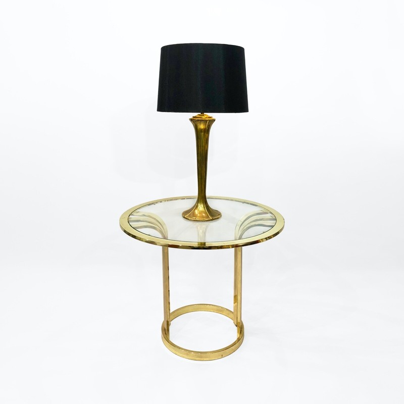 Brass Plated Art Deco Style Side Table 1970s Glamour Vintage Hollywood Regency gallery