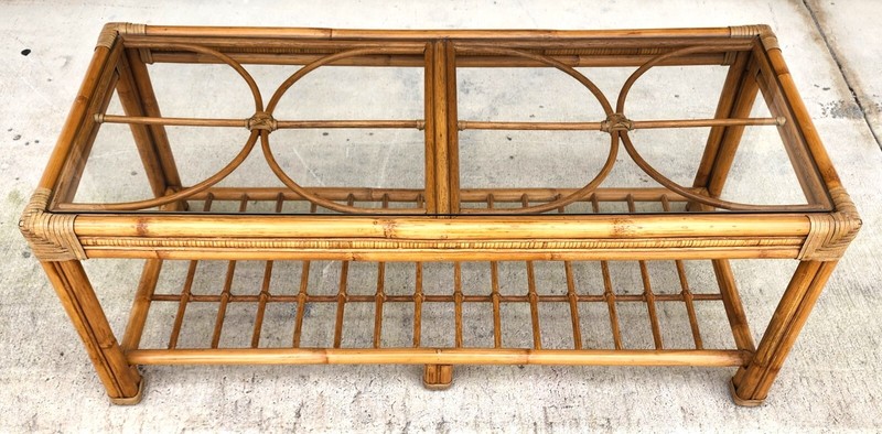 Vintage Bamboo Rattan Coffee Table gallery