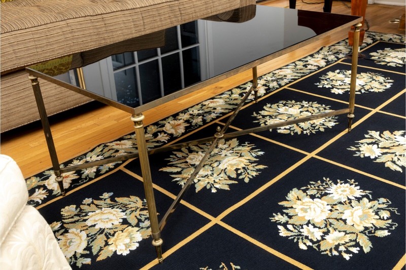 Maison Jansen’s Iconic Mid-Century Brass And Black Glass Coffee Table gallery