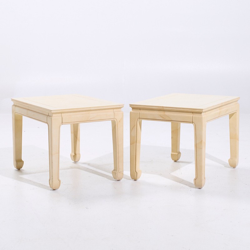 Henredon Mid Century Goatskin Side Tables – Pair
