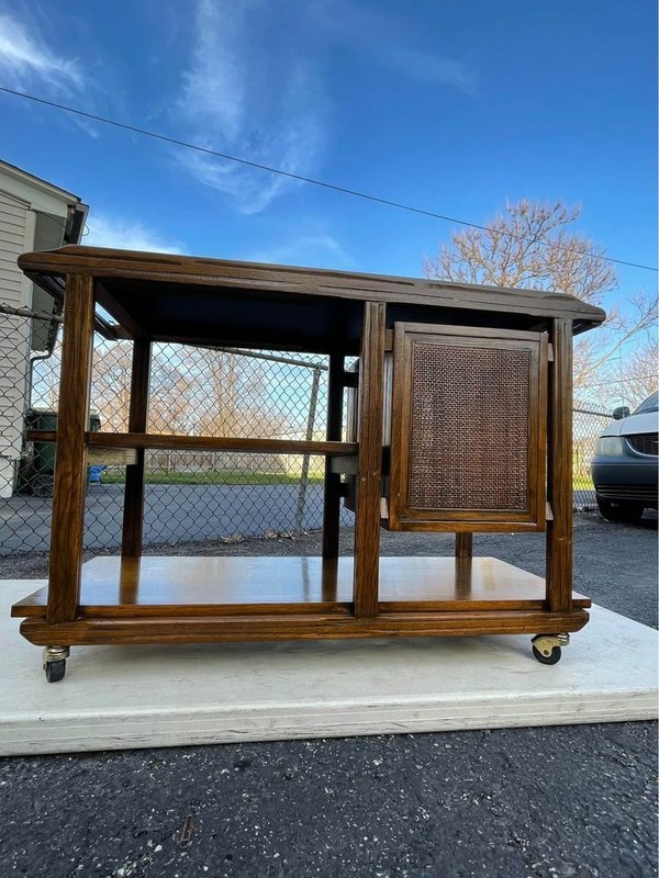 Carthia Mid-Century A.Brandt Ranch Oak Serving Cart Extending Leaf Floating Cabi gallery