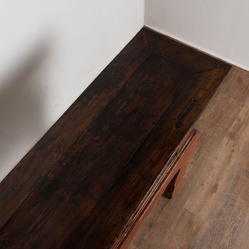 19th Century Chinese Red Altar Console Table with Carved Drawers gallery