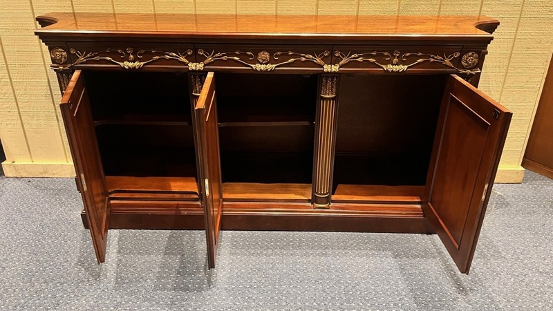 2000s e.j. Victor Regency-Style Mahogany Sideboard With Gilt Accents gallery