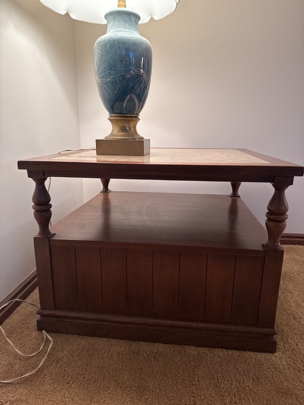 Antique marble and wood side table gallery