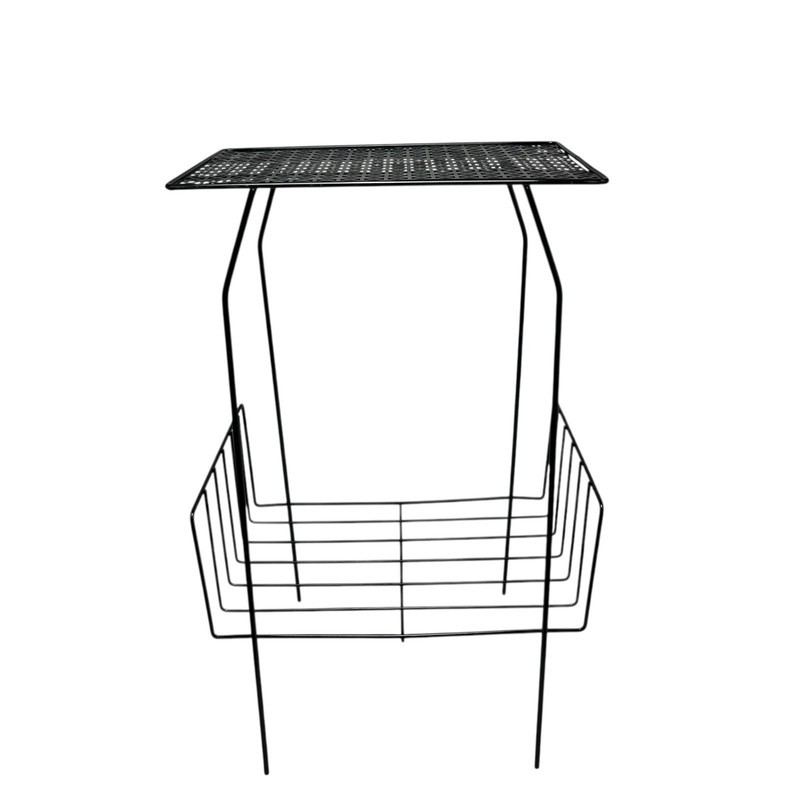 Vintage Wire Rack Mesh Metal Plant Telephone Stand Table Magazine Album Atomic gallery