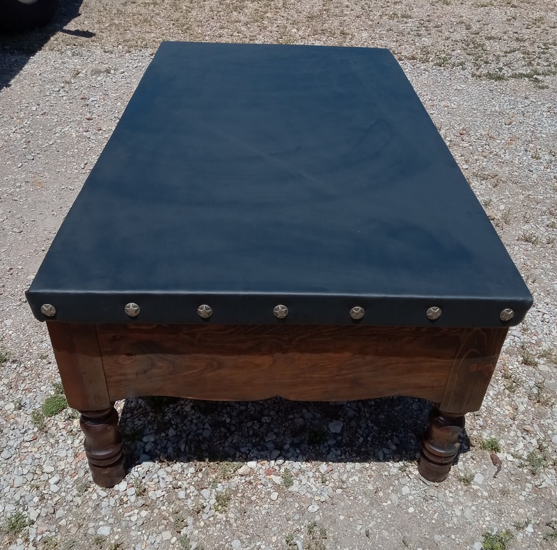 Rustic Pine Western Vinyl Top Coffee Table with Drawer (CT317) gallery