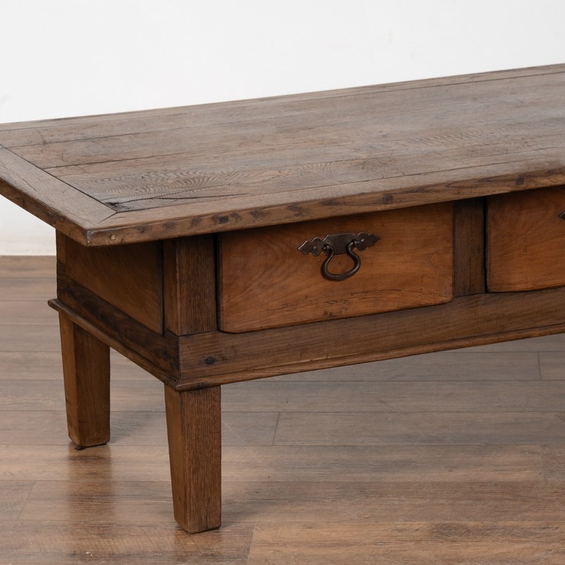 19th Century French Oak Coffee Table with Four Drawers gallery