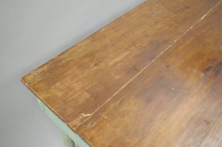 American Primitive Blue Green Distress Painted Rustic Barn Wood Farm Work Table gallery