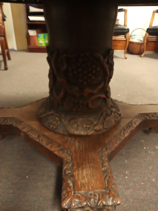Antique Hand Art Nouveau 19th C Renaissance Gothic Table Carved Octagon 8 Side gallery