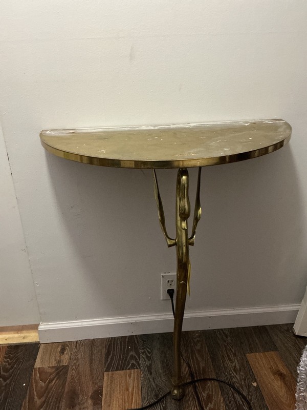 VTG hollywood regency brass swan SinglLeg half moon wall table Assembly required