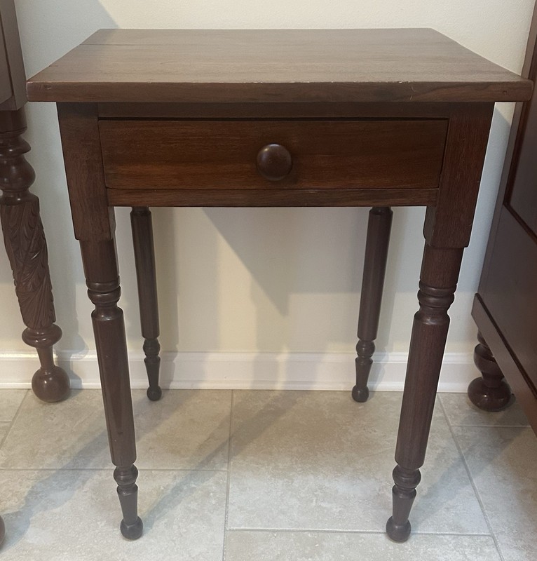 EARLY 19th C. SOUTHERN BLACK WALNUT SHERATON SIDE TABLE LAKE GENEVA ANTIQUE MALL