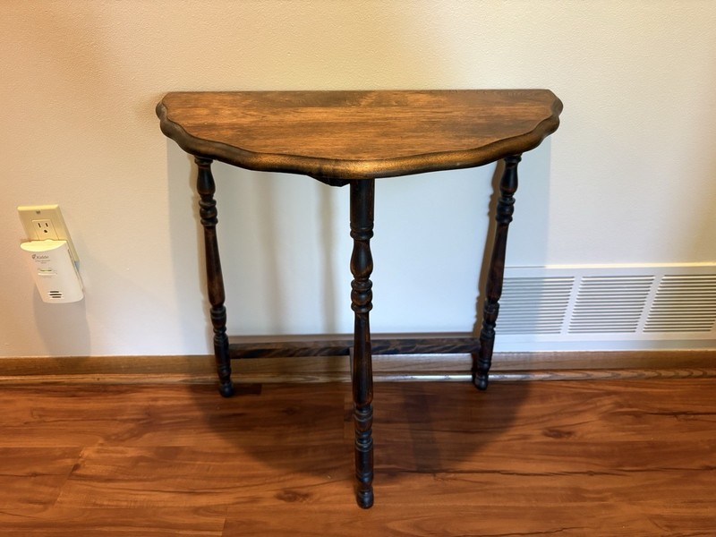 Vintage Half Moon Dark Wood Table
