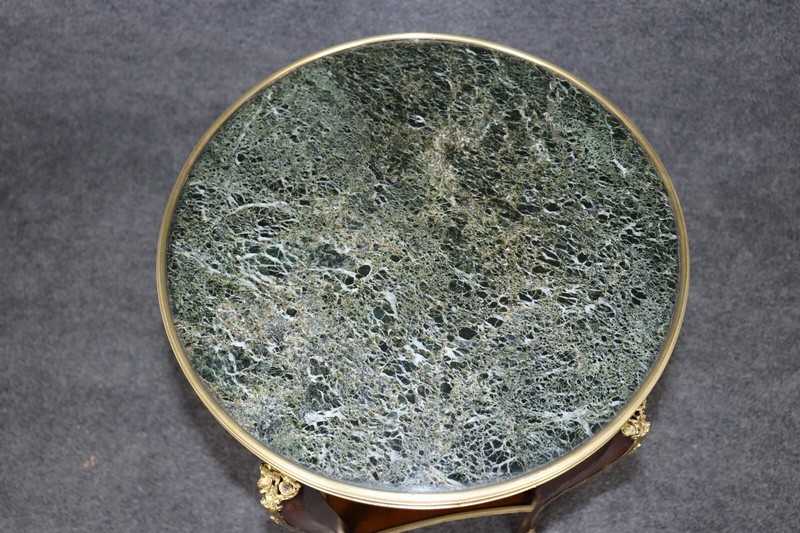 Linke Quality Bronze Mounted Verdi Marble Bronze Mounted End Table with Drawer gallery