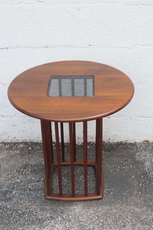 Mid Century Danish Round Glass Top Side End Lamp Table 5522 gallery
