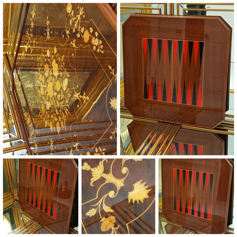 Notturno Intarsio Sorrento Italy Backgammon Game Inlaid Wood Gaming Table Top