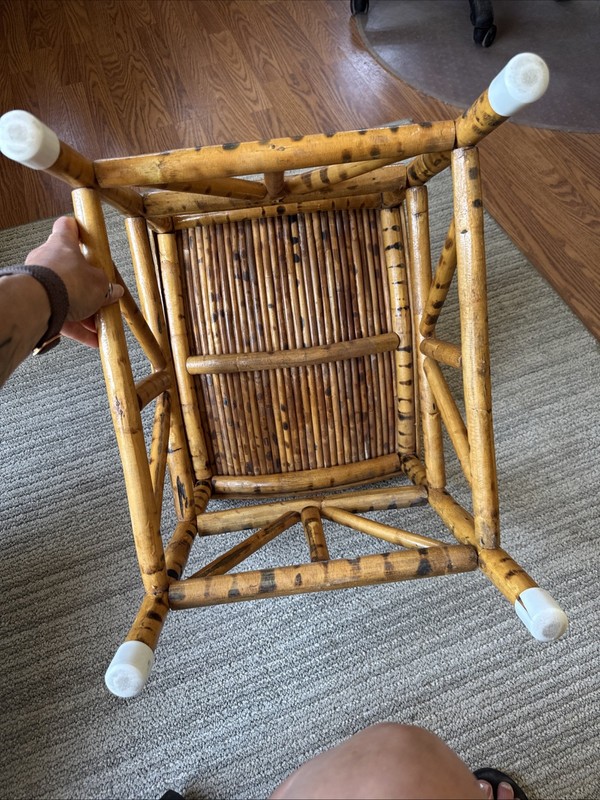 Sturdy Vintage Bamboo Rattan Wicker Side Table , Rattan Stool, Wicker Stand gallery