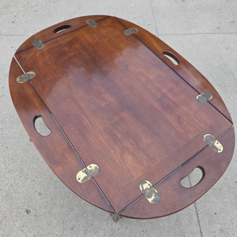 Vintage Thomasville Butler Tray Coffee Table Folding Wood Brass