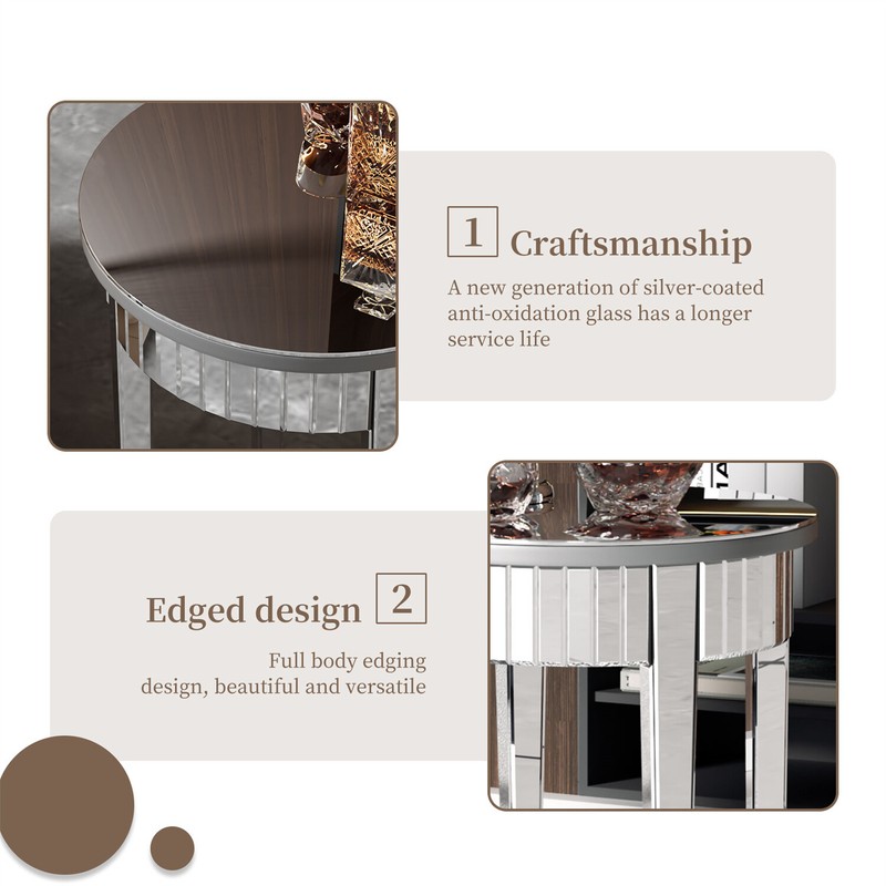 Quality Mirrored Side Table Modern Hallway Living Room Furniture Geometric Legs gallery