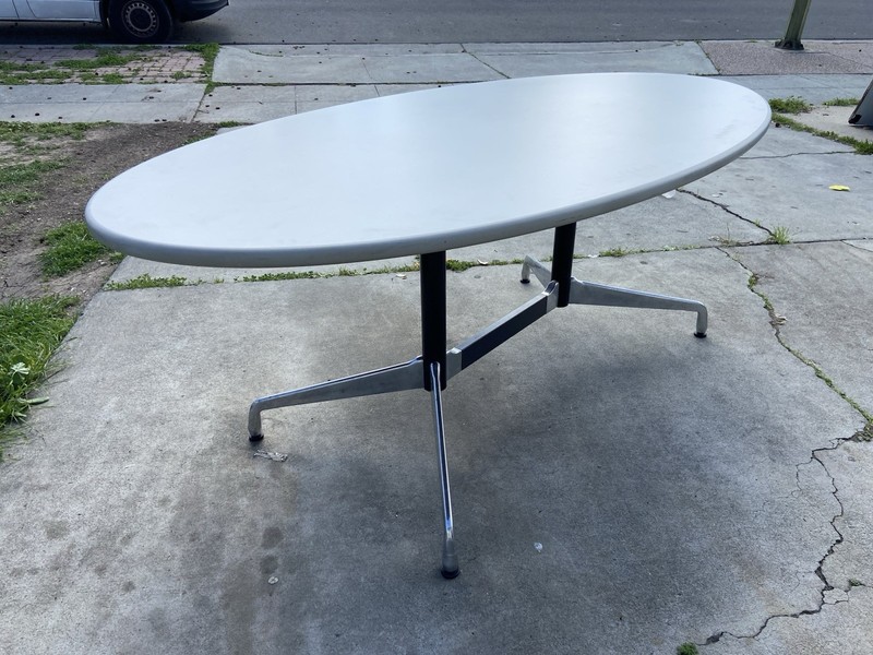 Vintage Herman Miller Aluminum Segmented Base Oval Steelcase Top Table gallery