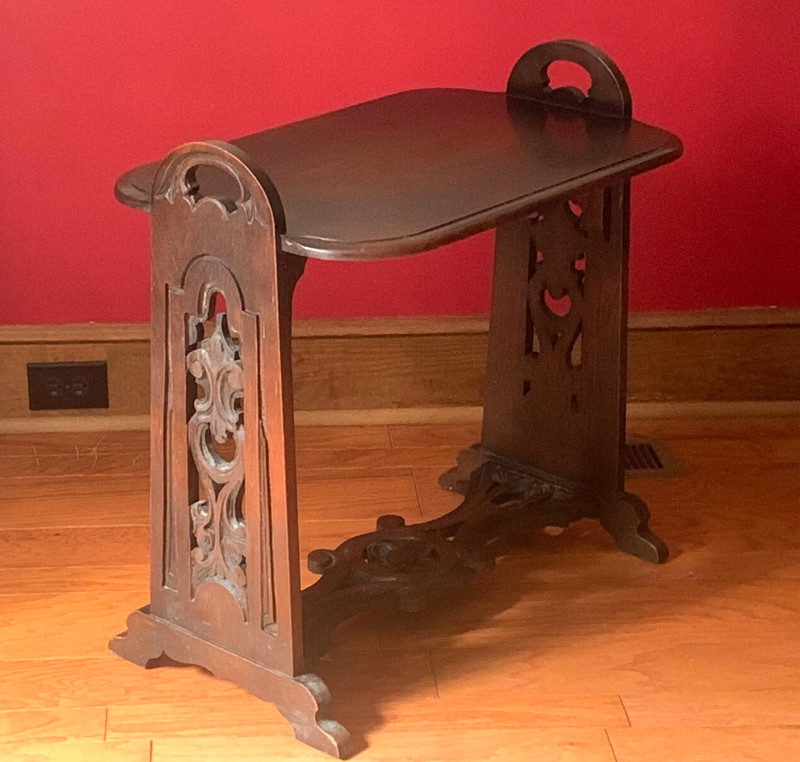 ANTIQUE LIFETIME FURNITURE Michigan OAK JACOBEAN TRESTLE TABLE Local Pickup NC gallery