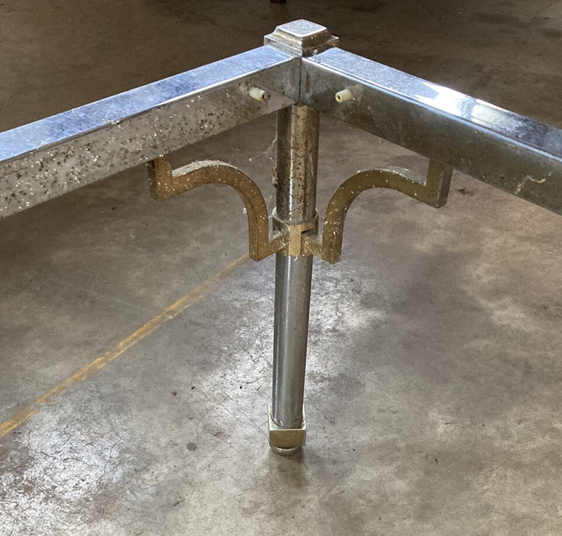 Maison Jansen -Style Brass Greek Key Coffee Table Some Pitting NO glass Top gallery