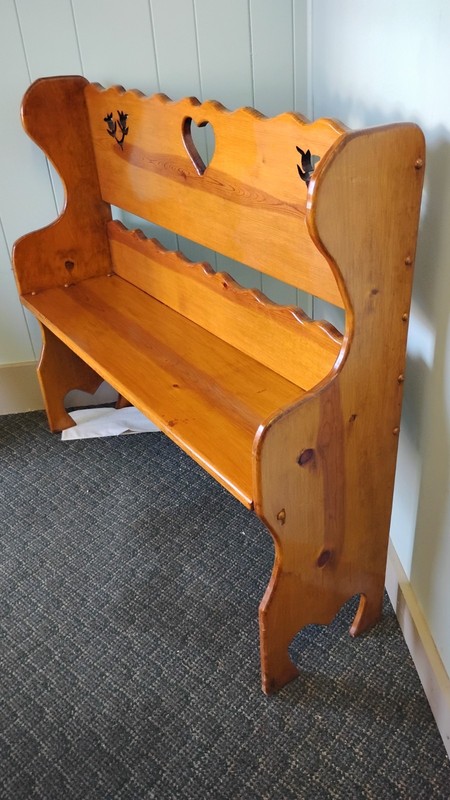 Handmade Solid Wood Small Entry Bench 41" L Tulip Heart Cutout Plant Stand Table gallery