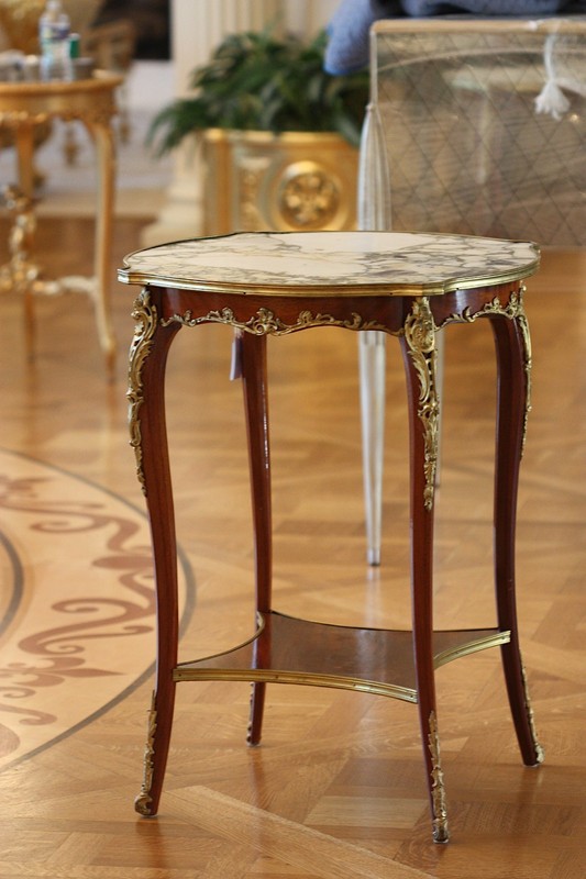 Louis XV Style Marble Top Bronze Mounted Mahogany Occasional Table gallery