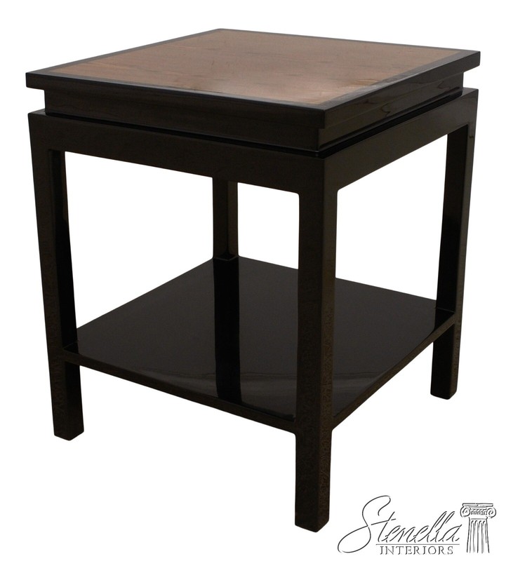 F51732EC: Modern Design Black Lacquer Occasional Table w. Red Oak Top