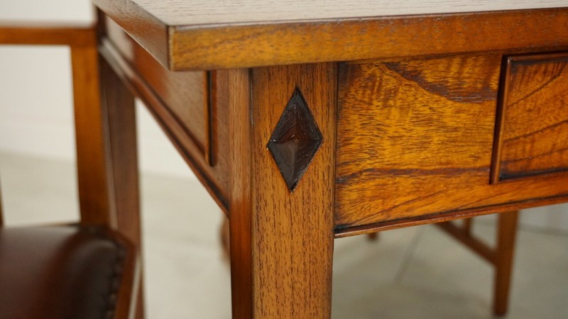 48 inch transitional Oak Corner Leg dining Kitchen table with 4 Chairs Set gallery