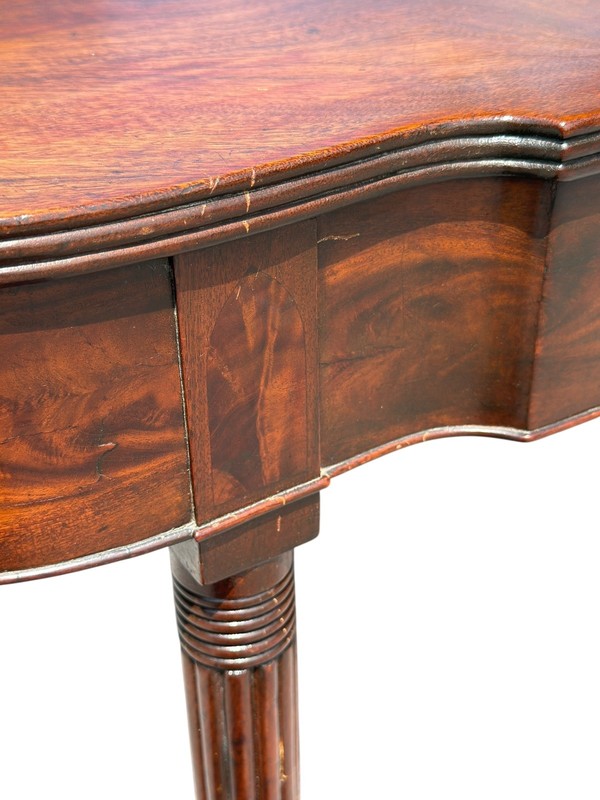 antique federal card game console table bow front flame mahogany PA gallery