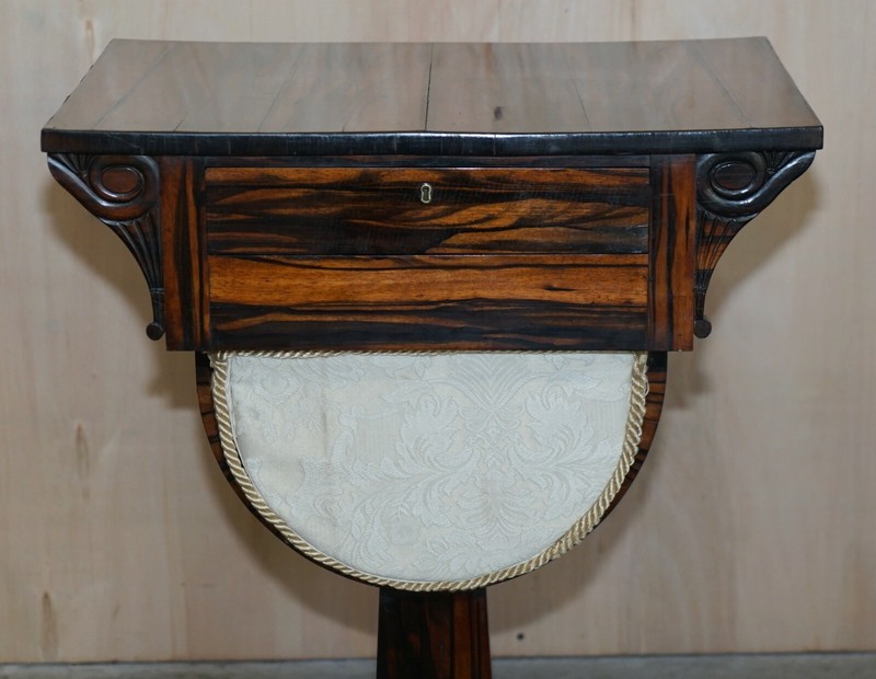 VERY FINE ANTIQUE CIRCA 1810-1820 REGENCY COROMANDEL WORKBOX / SEWING TABLE gallery