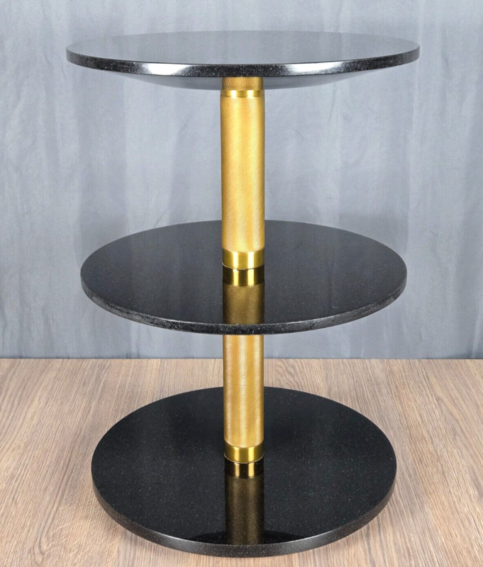 Wyman end table by Theodore Alexander for Ralph Lauren, black marble & brass gallery