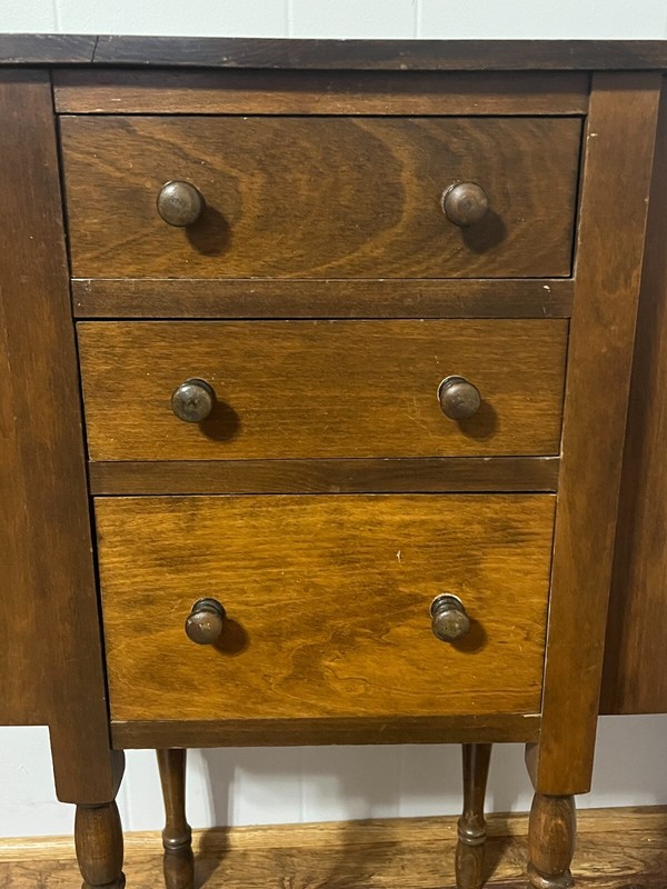 Antique Martha Washington Mahogany Sewing Cabinet table, Very Good Condition gallery