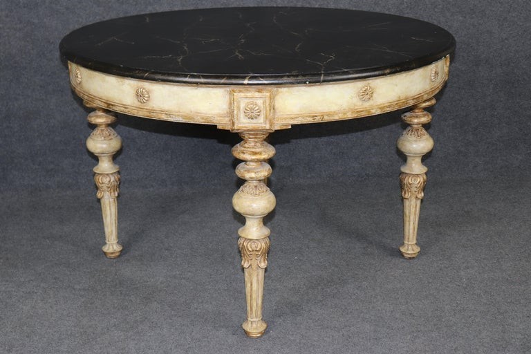 Directoire Style PD & Gilt Accent Center Table w/ Faux Marble top gallery